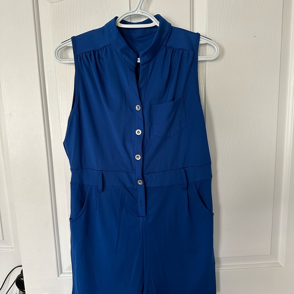 Blue Sleeveless Jumpsuit